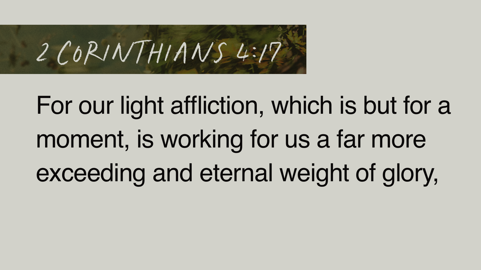 SS Full - 2 Corinthians 4:17