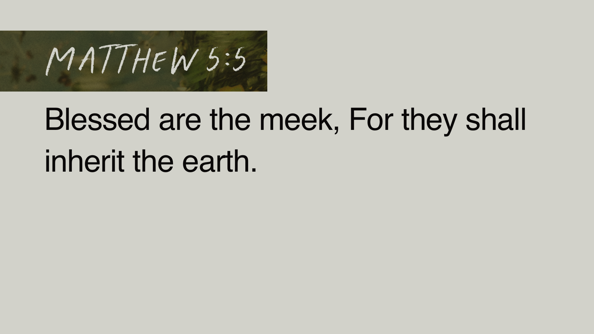 SS Full - Matthew 5:5