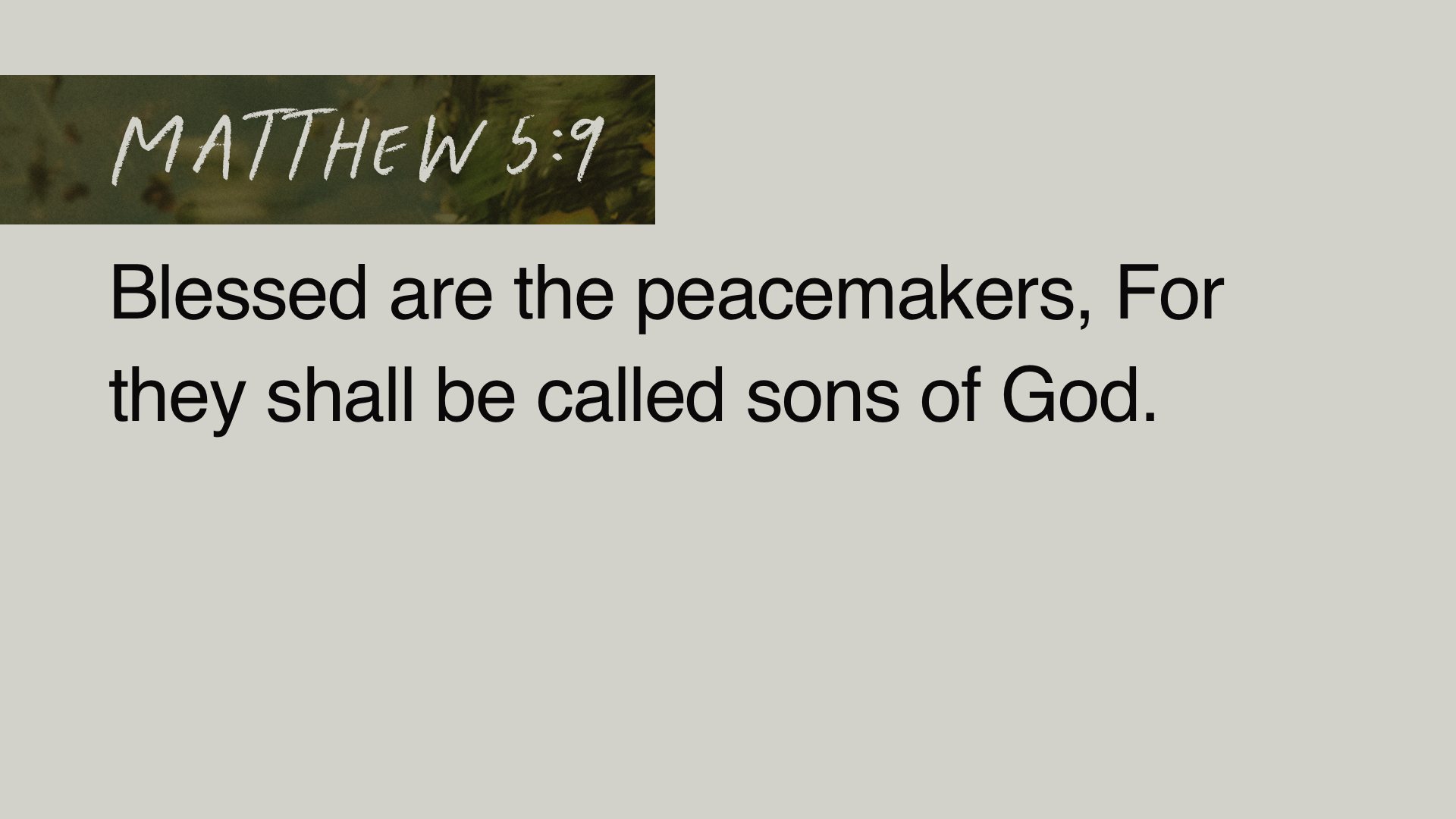 SS Full - Matthew 5:9