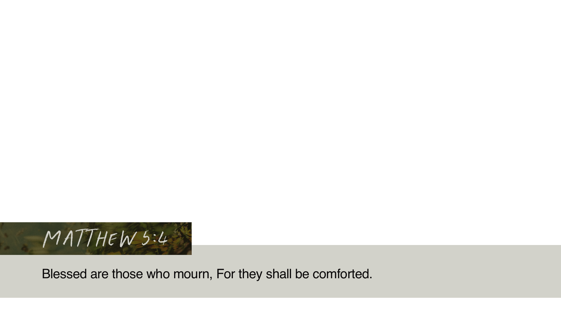 SS Lower - Matthew 5:4