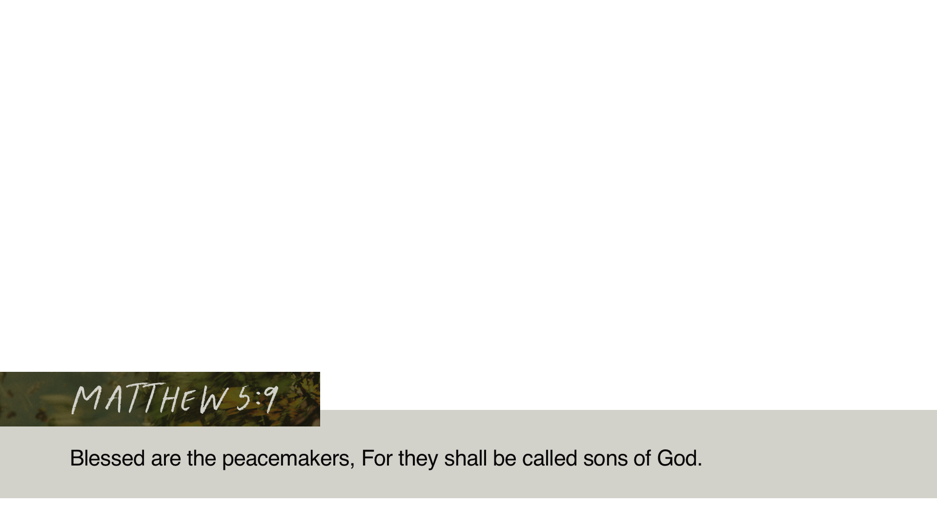 SS Lower - Matthew 5:9