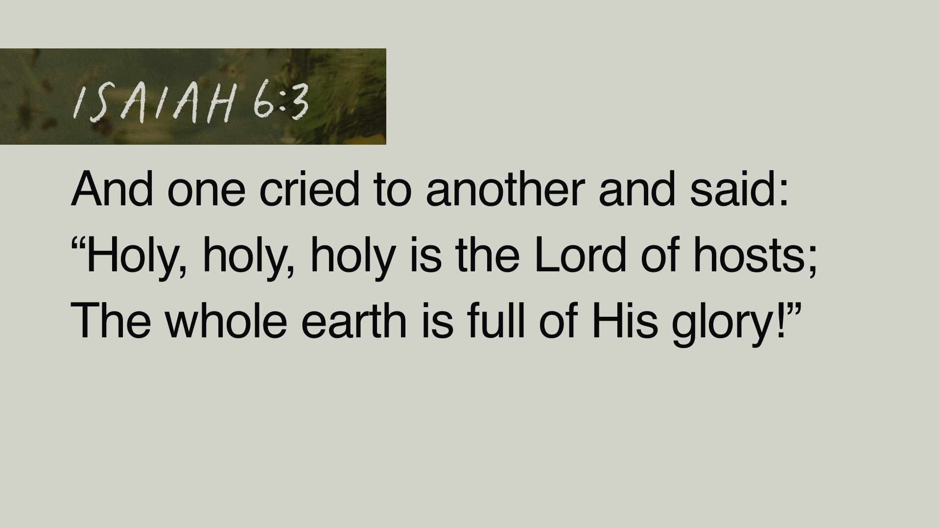 SS Full - Isaiah 6:3