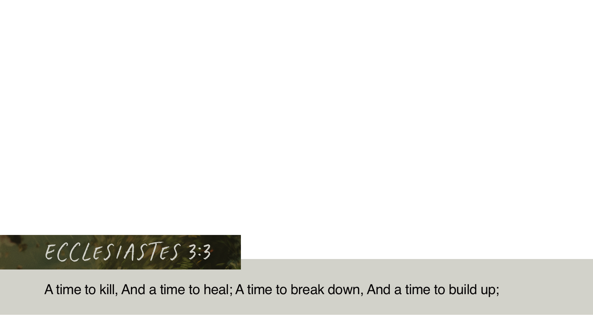 SS Lower - Ecclesiastes 3:3