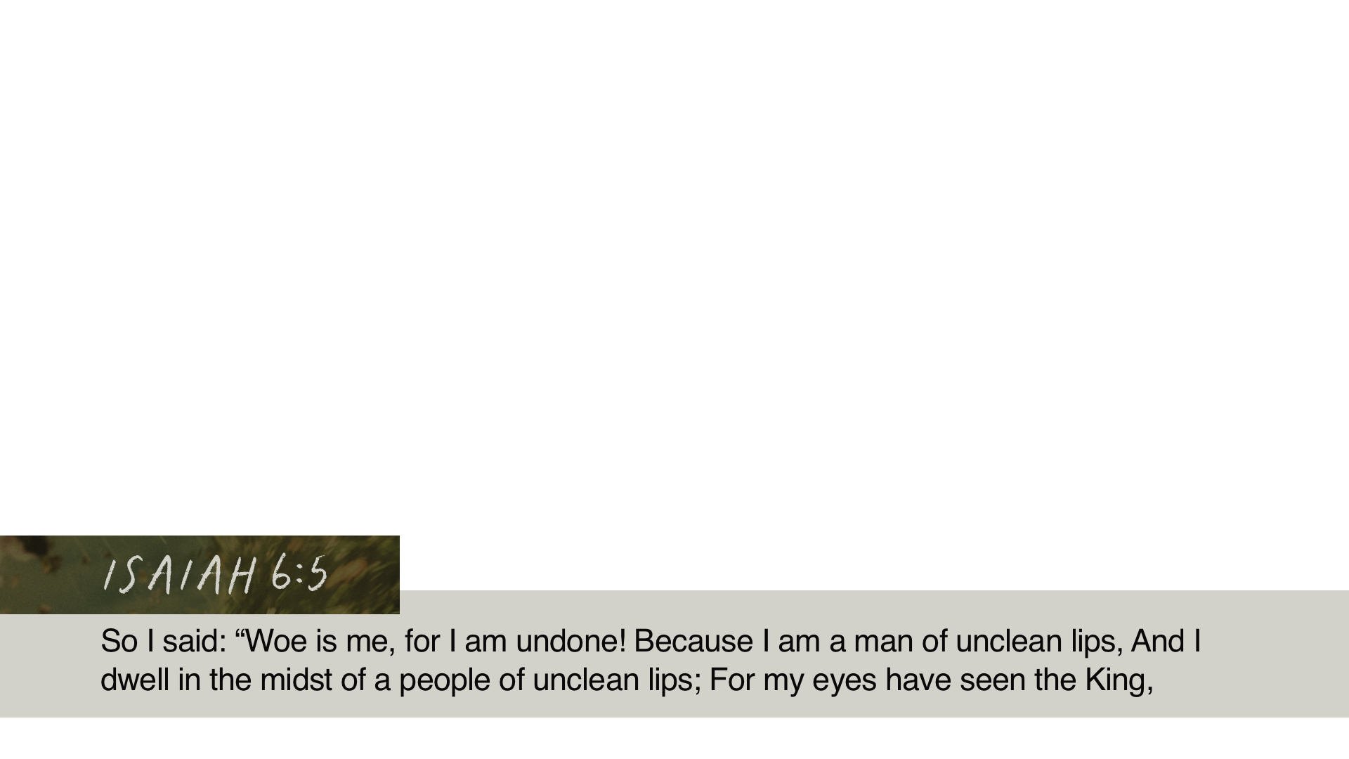 SS Lower - Isaiah 6:5A