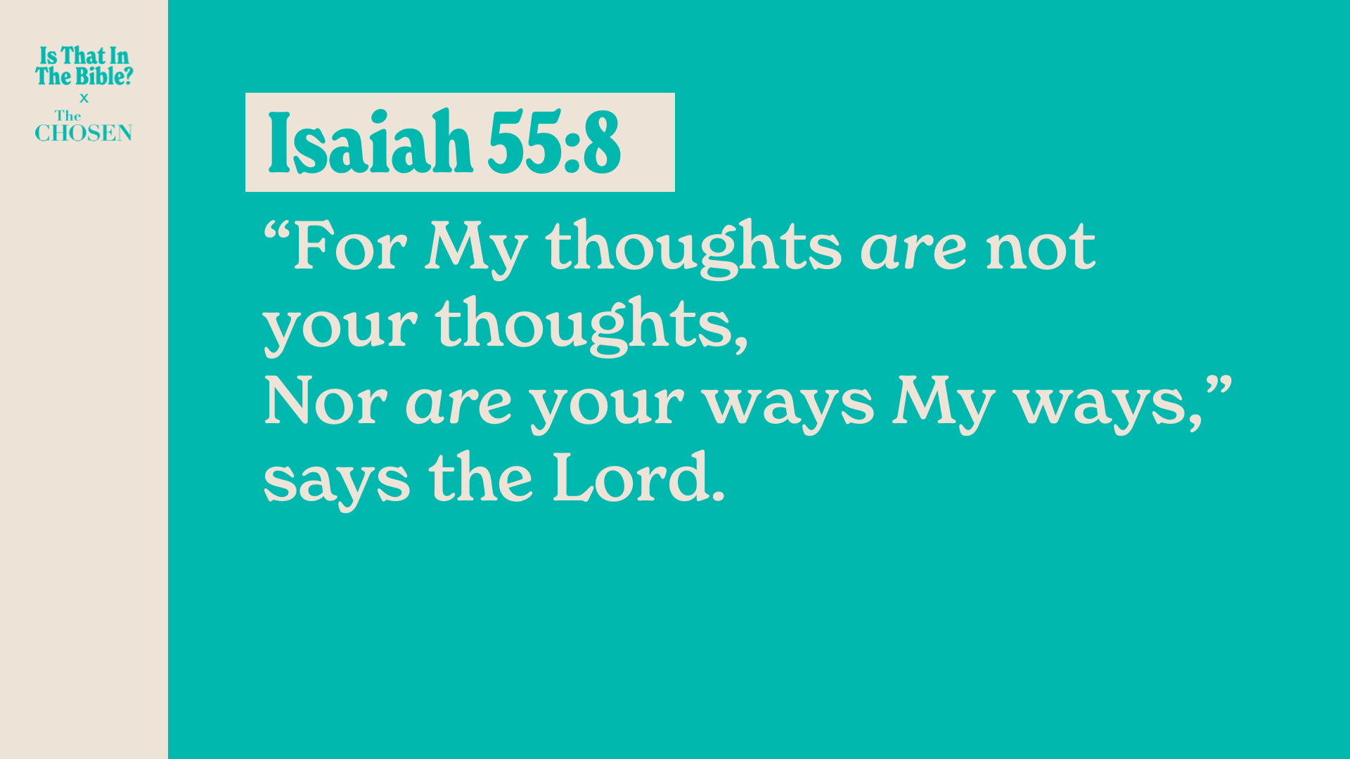 SS Full - Isaiah 55:8
