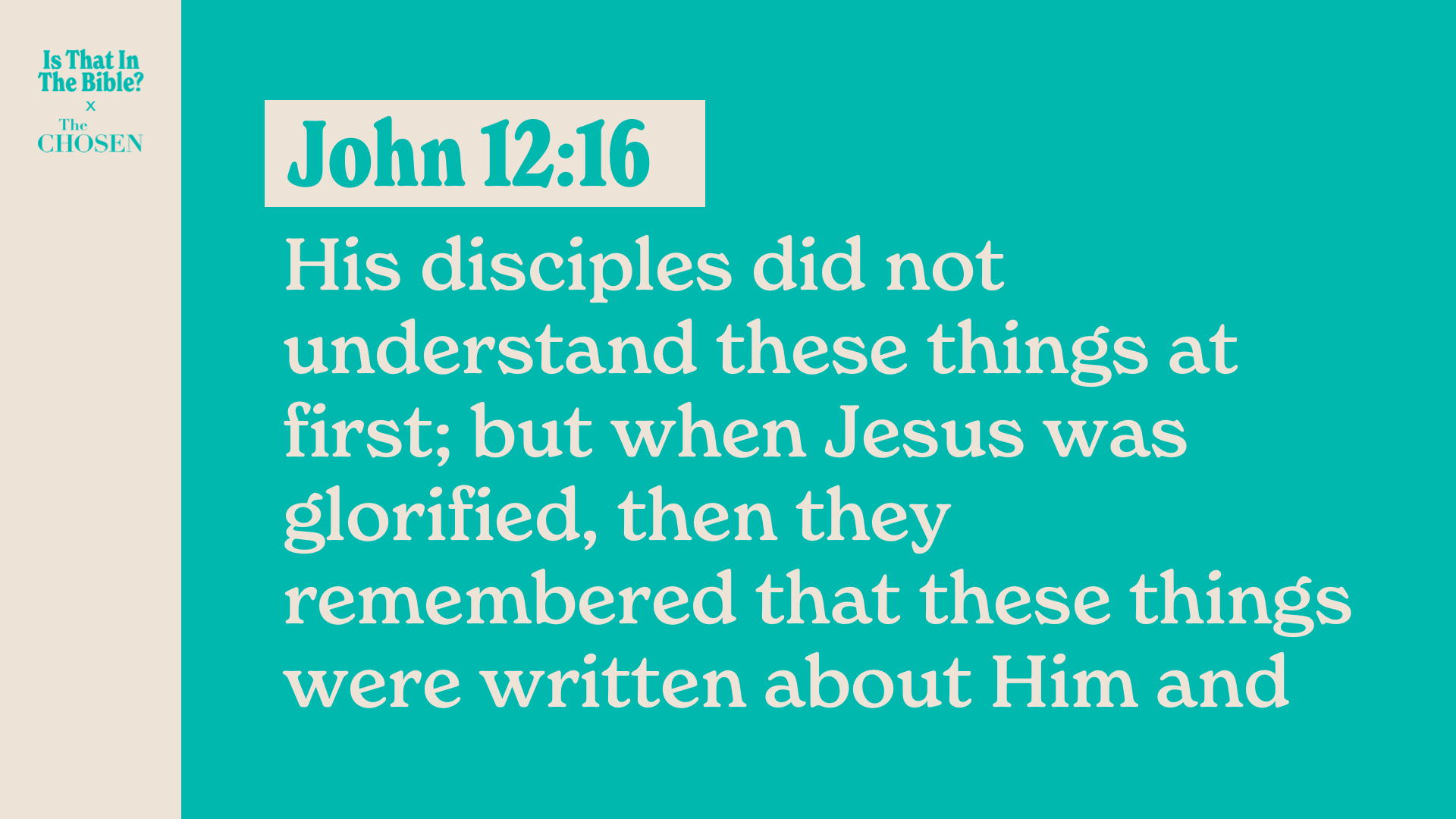 SS Full - John 12:16A