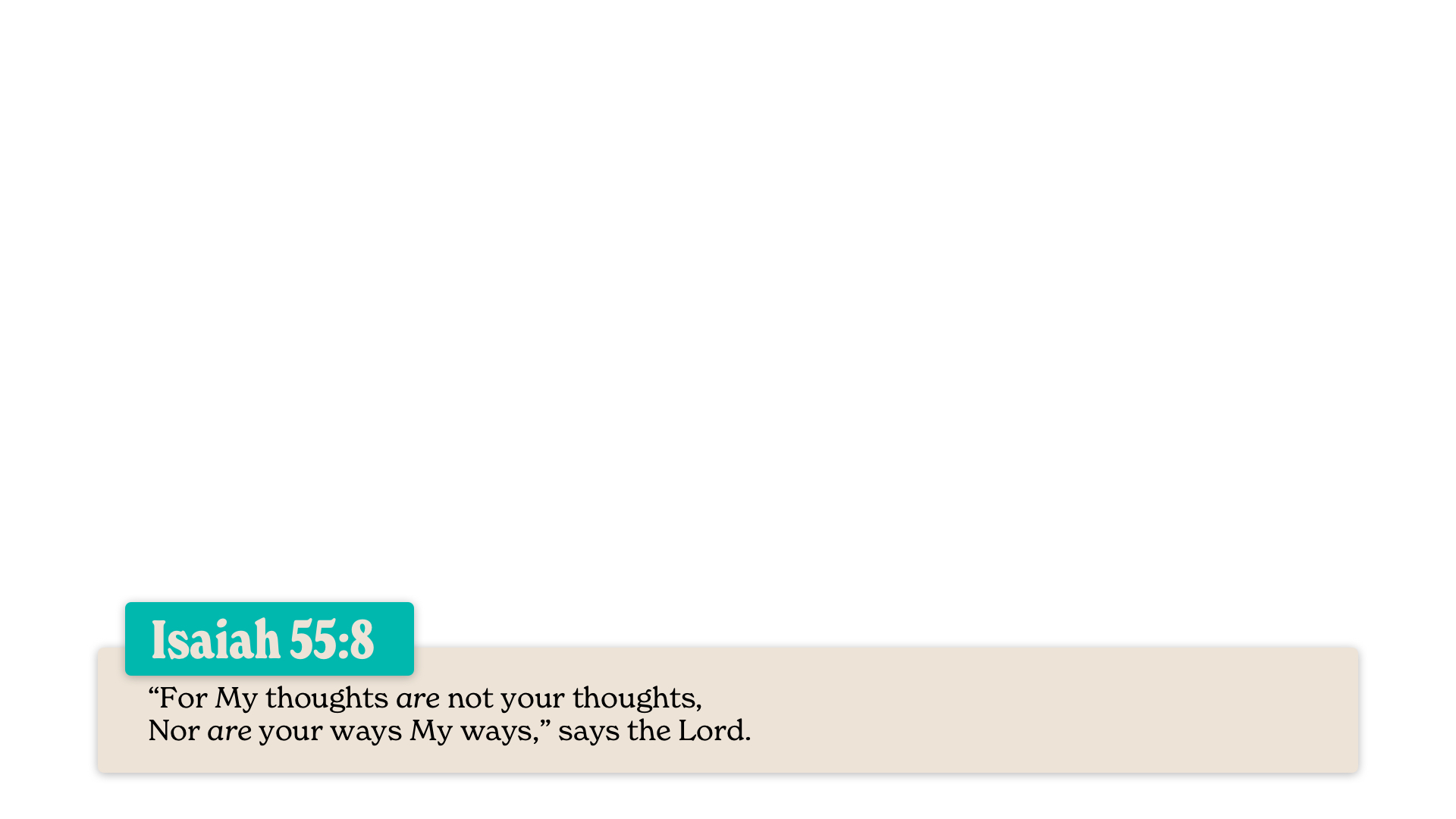 SS Lower - Isaiah 55:8